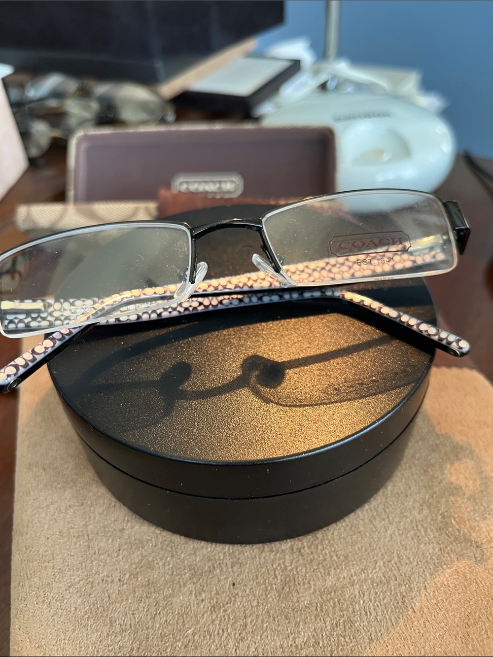 Coach 232 Vera! Rectangle Semi Rimless Glasses. Black